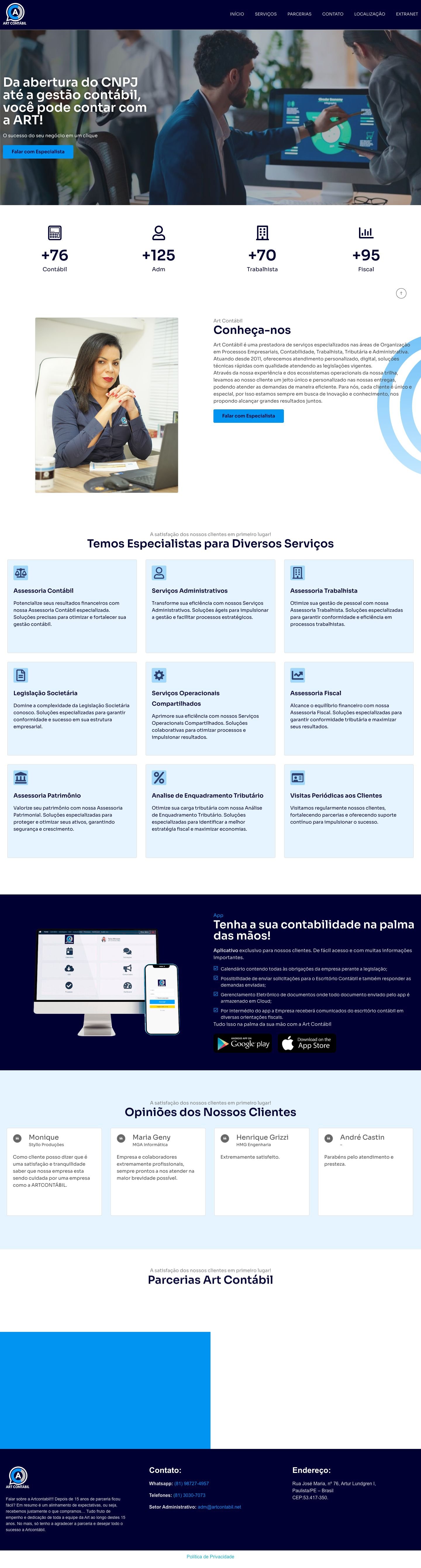 Site Art Contábil — página completa