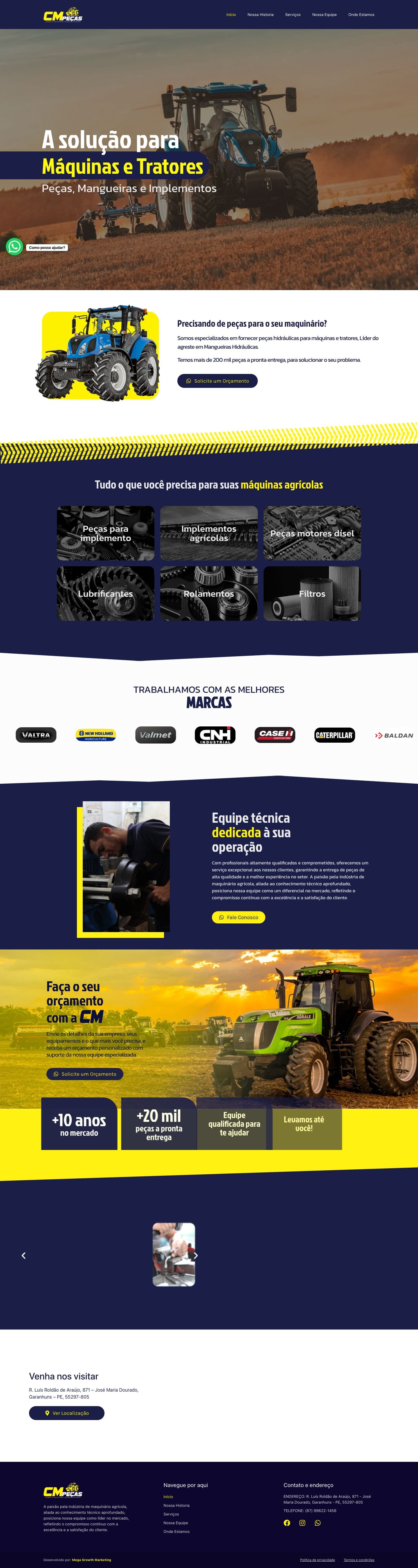 Site CM Peças — página completa