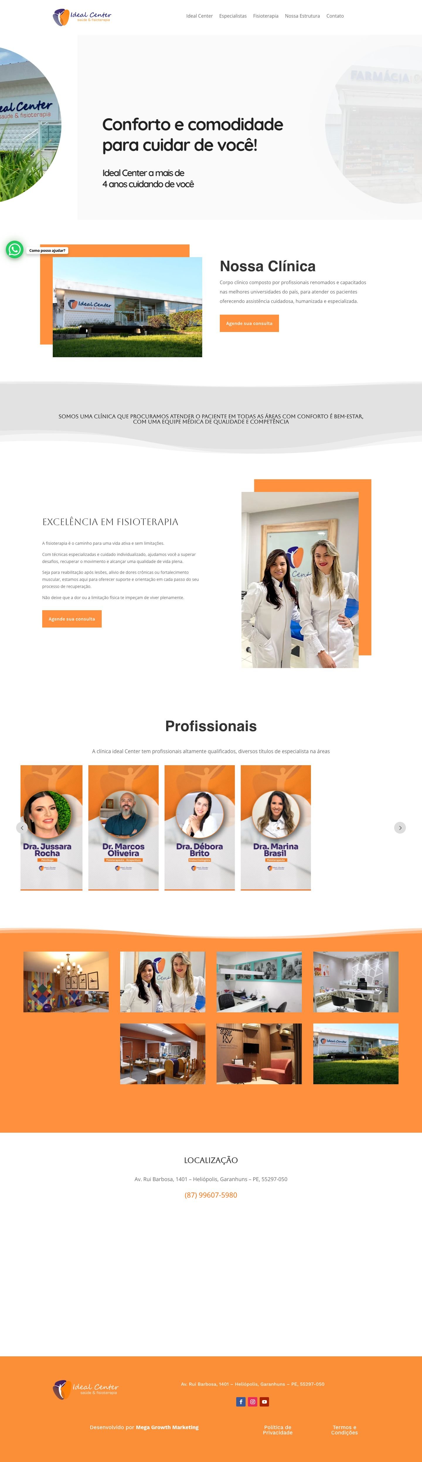 Site Clínica Ideal Center — página completa