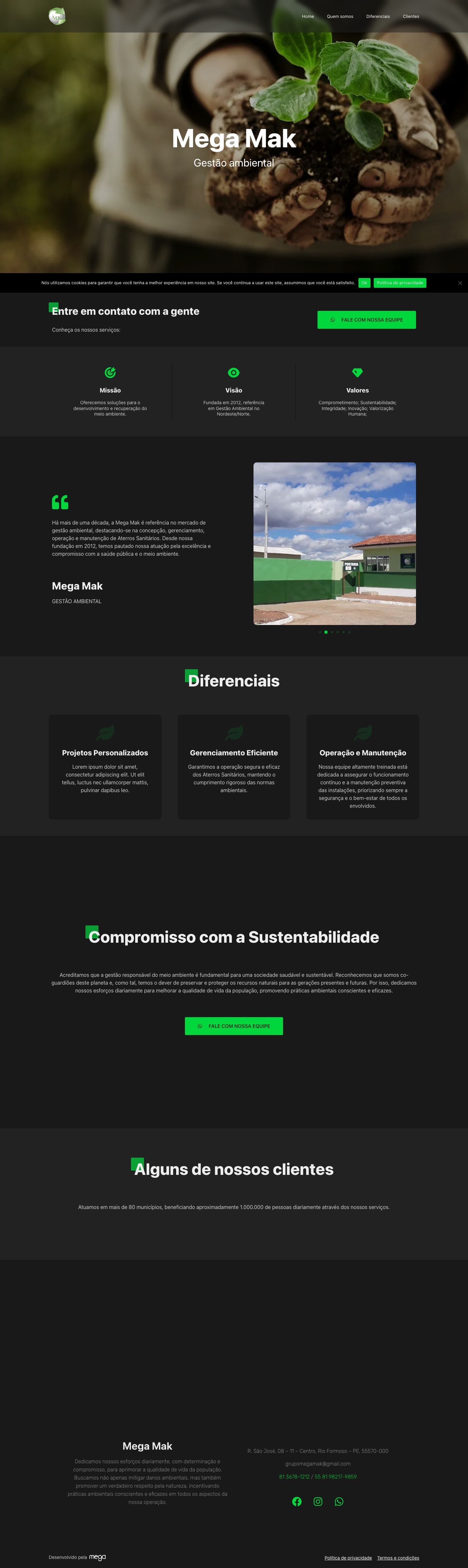 Site Mega Gestão Ambiental — página completa