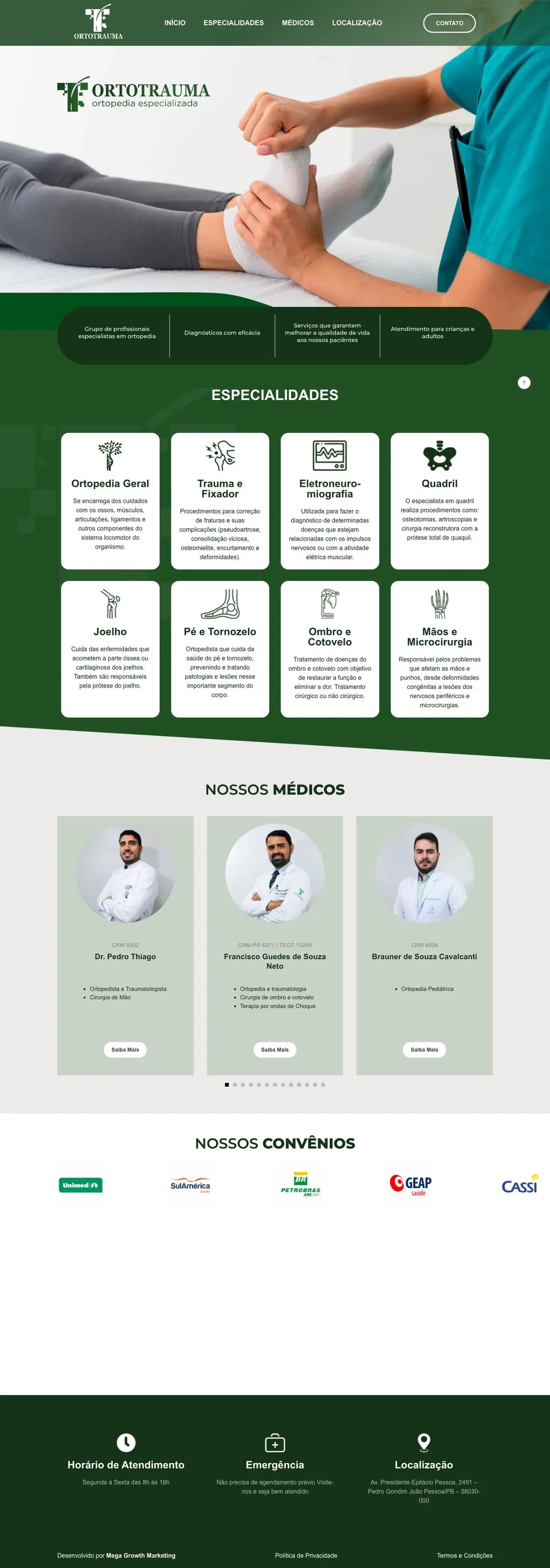 Site Ortotrauma João Pessoa, página completa