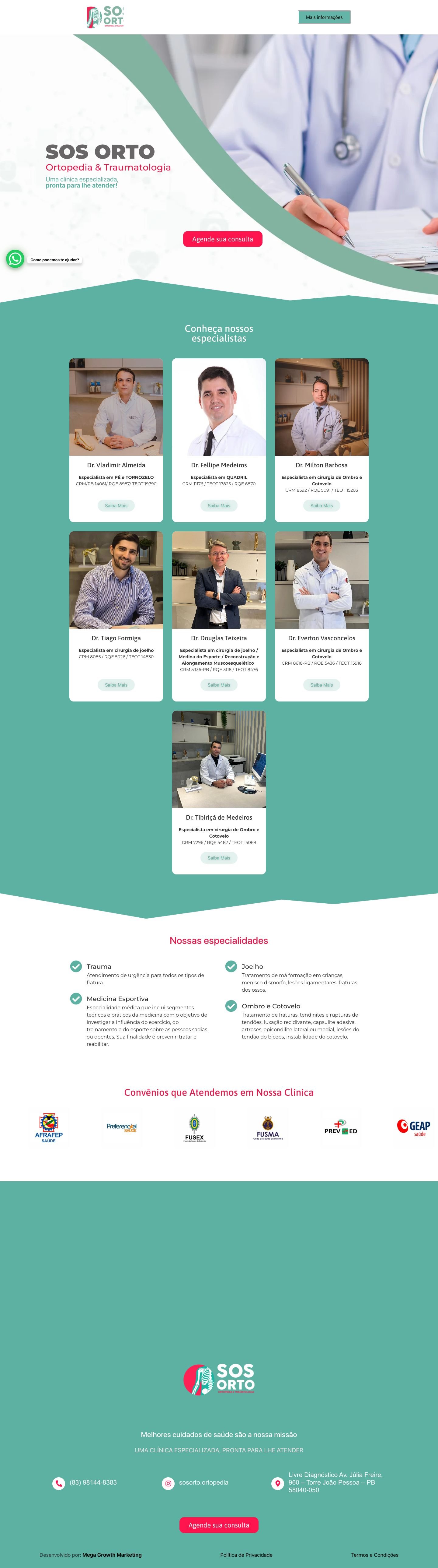 Site SOS Orto — página completa