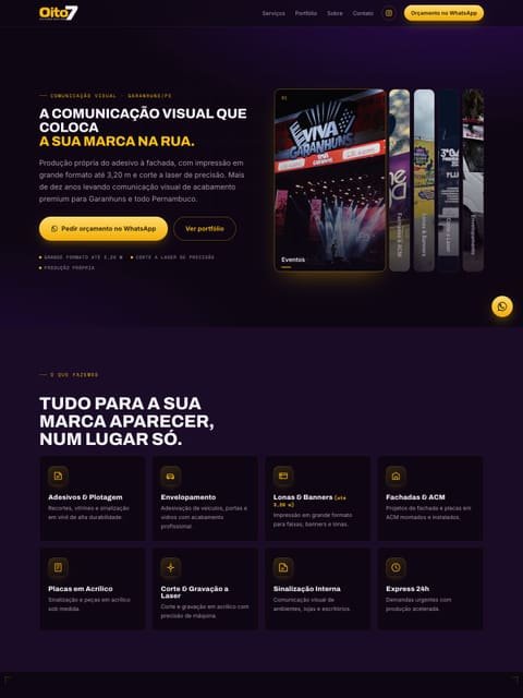Prévia do site Oito7 Gráfica