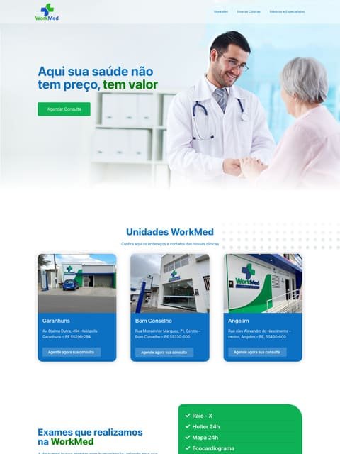 Prévia do site Clínica Workmed